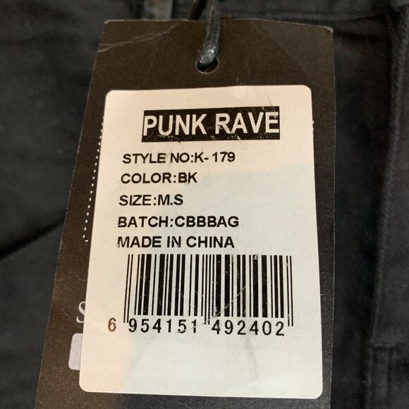 Punk Rave MIA Pants Men's M/S Black Cotton Studded Straight Fit Distressed S9781 - Picture 6 of 15